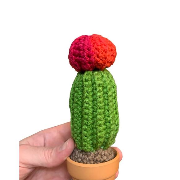 Crochet Barrel Cactus with Flower - Handmade - Picture 4 of 4